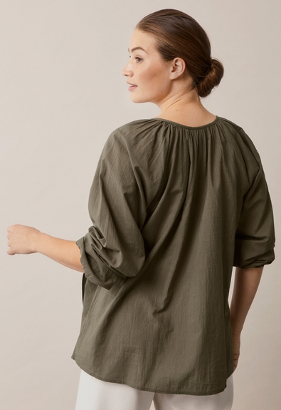 Boho nursing blouse - Pine green - XS/S (5) - Maternity top / Nursing top