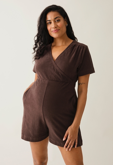 Terrycloth maternity playsuit - Dark brown - L (2) - Jumpsuits