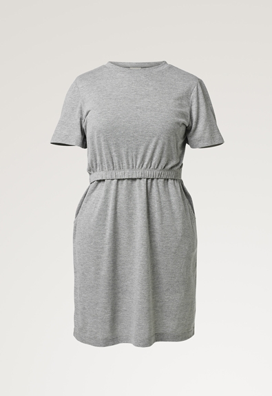 The-shirt mini dressgrey melange (5) - Maternity dress / Nursing dress