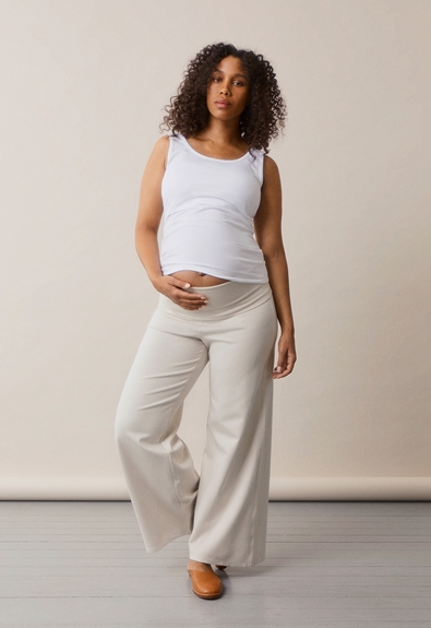 Once-on-never-off wide maternity pants - Oatmeal - M (2) - Maternity pants