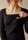Ribbad gravidklänning med amningsfunktion - Svart - M - small (5) 
