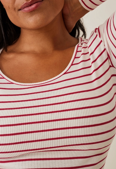 Geripptes Umstandskleid - White/red striped - XXL (5) - Umstandskleid / Stillkleid