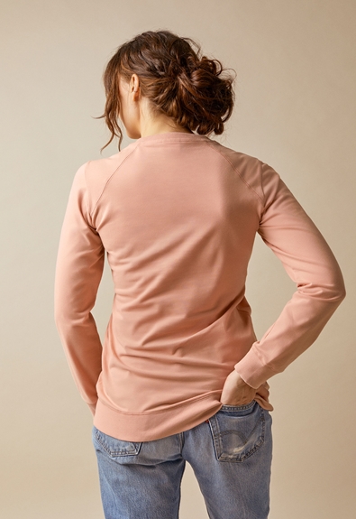 Fleece lined maternity sweatshirt with nursing access - Papaya - XXL (3) - Maternity top / Nursing top