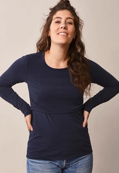 Classic long-sleeved top - Midnight blue - L (1) - Maternity top / Nursing top