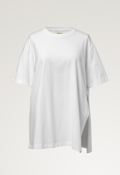 Oversized maternity t-shirt with slit - White - M/L (3) - Maternity top / Nursing top