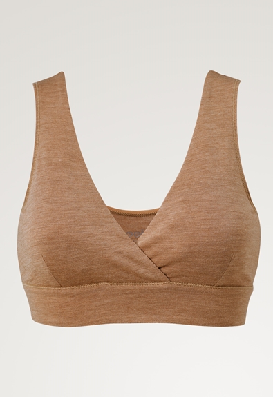 Merino wool nursing bra - Brown melange - L (5) - Maternity underwear / Nursing underwear