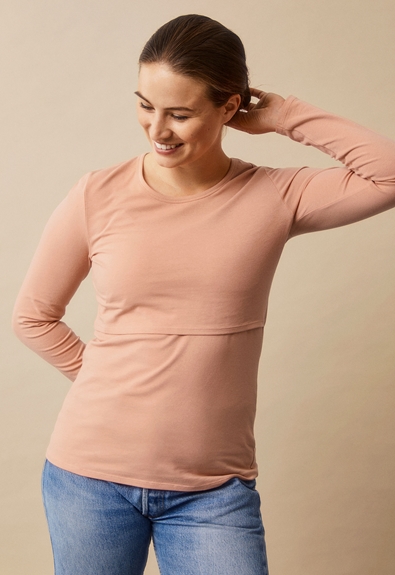 Langarm Still Shirt Bio Baumwolle - Papaya - XL (1) - Umstandsshirt / Stillshirt 