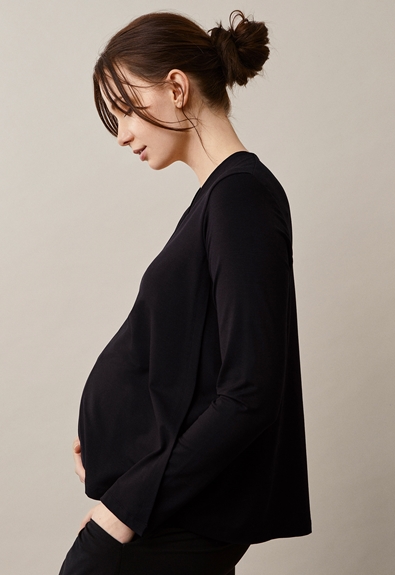Easy v-neck top - Black - XL (2) - Maternity top / Nursing top