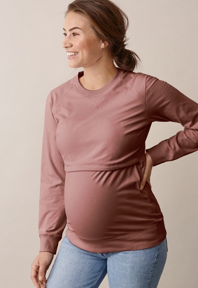 B Warmer sweatshirt - Dark mauve - XL (1) - Maternity top / Nursing top