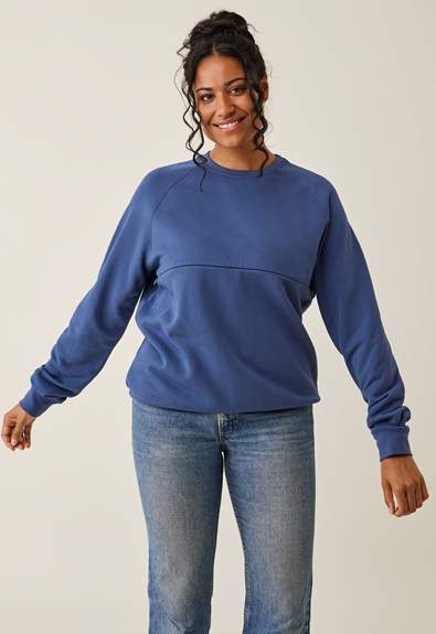 Nursing sweatshirt - Indigo blue - M (2) - Maternity top / Nursing top