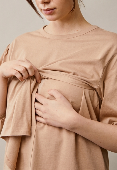 The-shirt blouse - Sand - M (6) - Maternity top / Nursing top