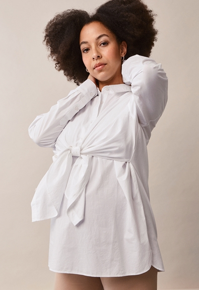 Maternity work shirt with nursing access - White - XS/S (2) - Maternity top / Nursing top