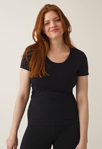 Classic short-sleeved top - Black - XL (1) - Maternity top / Nursing top