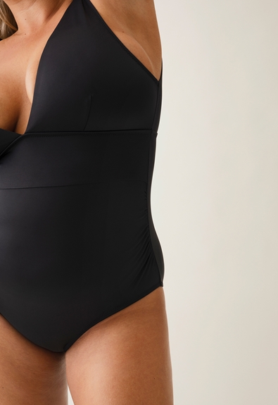 Plunge maternity swimsuit - Black - M (4) - Materinty swimwear / Nursing swimwear