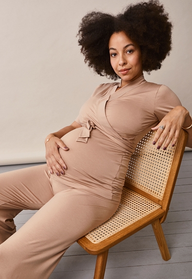 Maternity lounge top with nursing access - Sand - XL (1) - Maternity top / Nursing top