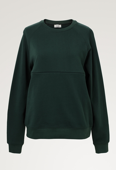 Nursing sweatshirt - Deep green - M (6) - Maternity top / Nursing top