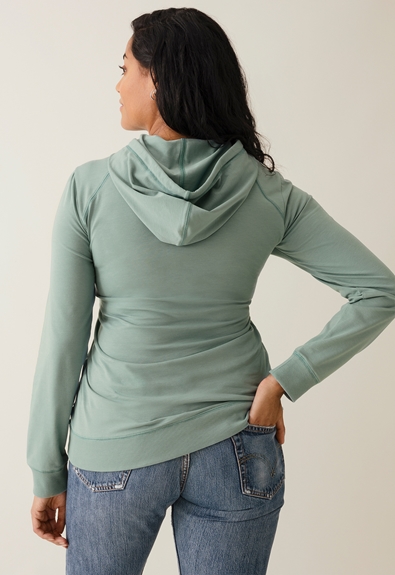 Fleece lined maternity hoodie with nursing access - Mint - S (2) - Maternity top / Nursing top