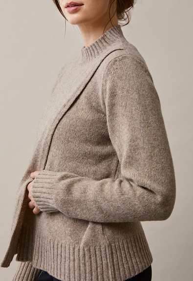 Sesame wool sweater - Sand - S/M (2) - Maternity top / Nursing top