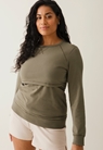Fleece lined maternity sweatshirt with nursing access - Green khaki - L - small (1) 