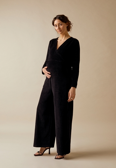 Velour maternity jumpsuit - Black - XL (2) - Jumpsuits
