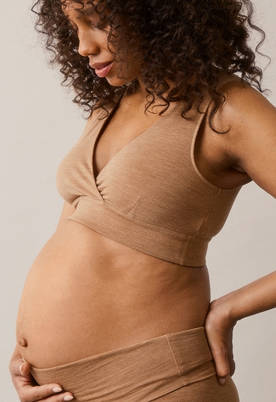 Merino wool nursing bra - Brown melange - XL (2) - Maternity underwear / Nursing underwear