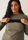 Fleece lined maternity sweatshirt with nursing access - Green khaki - S - small (4) 