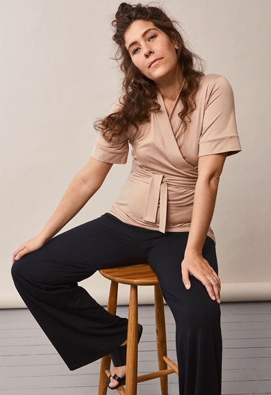 Maternity lounge top with nursing access - Sand - S (3) - Maternity top / Nursing top