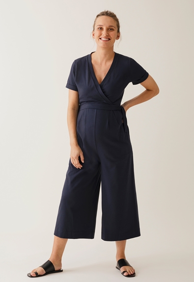 Maternity jumpsuit with nursing access - Midnight blue - M (1) - Jumpsuits