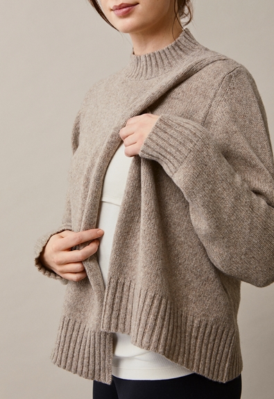 Sesame wool sweater - Sand - S/M (6) - Maternity top / Nursing top