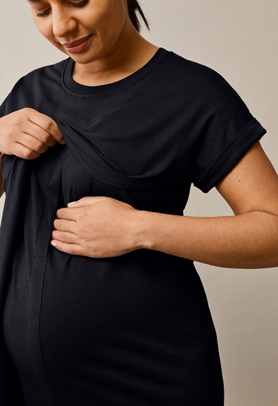 T-shirtklänning med amningsfunktion - Svart - S (3) - Gravidklänning / Amningsklänning