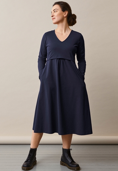 Charlotte dress - Midnight blue - M (1) - Maternity dress / Nursing dress