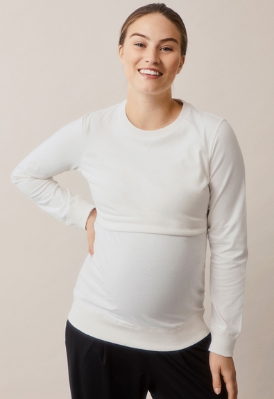 Fleece lined maternity sweatshirt with nursing access - Tofu - L (1) - Maternity top / Nursing top