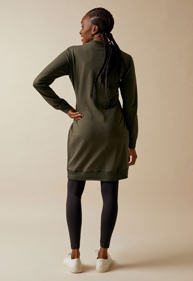 Klänning med fleecefodrad amningsfunktion - Moss green - XS (3) - Gravidklänning / Amningsklänning