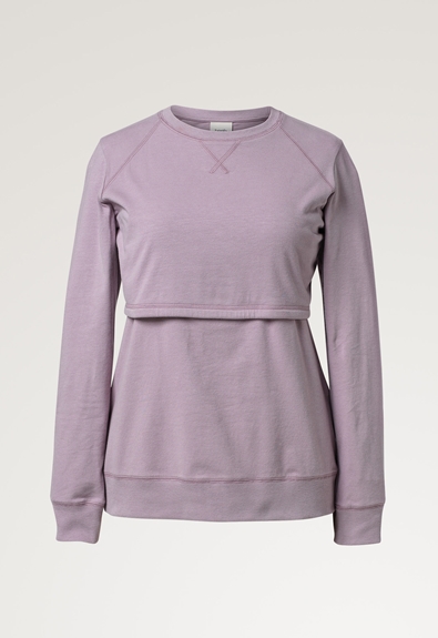 Fleece lined maternity sweatshirt with nursing access - Lavender - XXL (5) - Maternity top / Nursing top