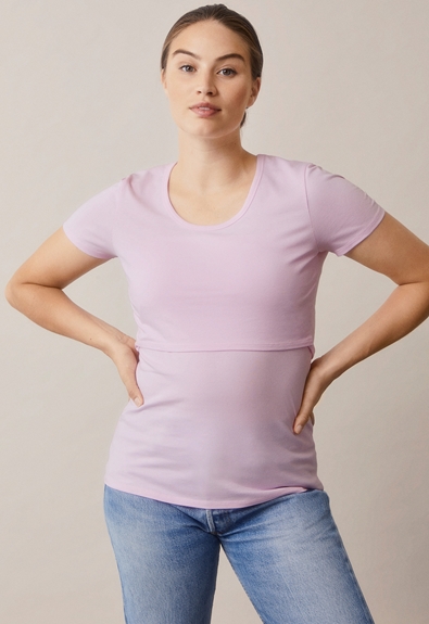 Classic short-sleeved top - Light orchid - L (1) - Maternity top / Nursing top